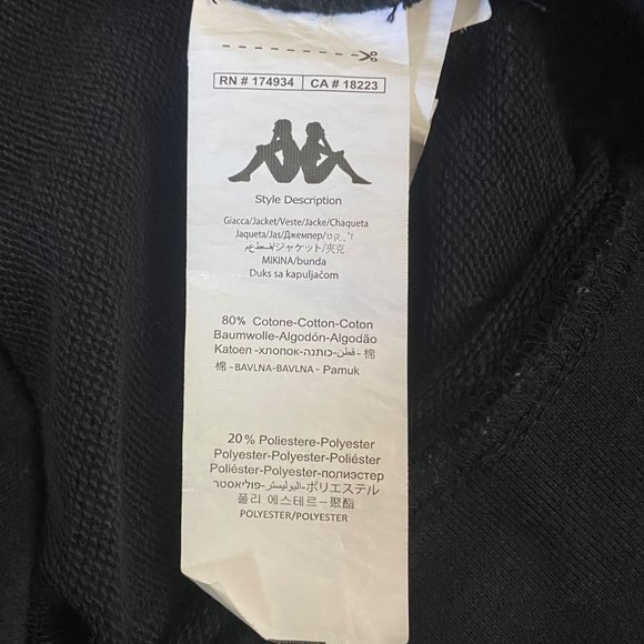 Kappa Logo Hoodie Mens Size Small Black And Green Graphic Long Sleeve Sweatshirt - Picture 11 of 13